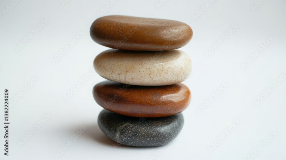 Stack of four smooth stones in earthy tones. Stack of four smooth stones in earthy tones.