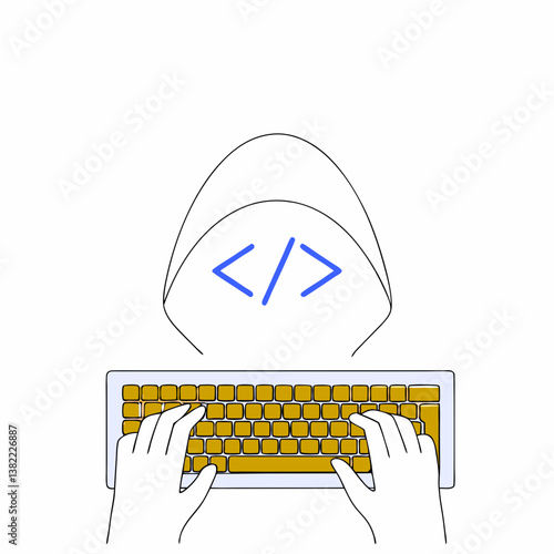 Hacker in Action: A hacker silhouette typing on a laptop with green code, symbolizing cybercrime. Ideal for cybersecurity awareness.