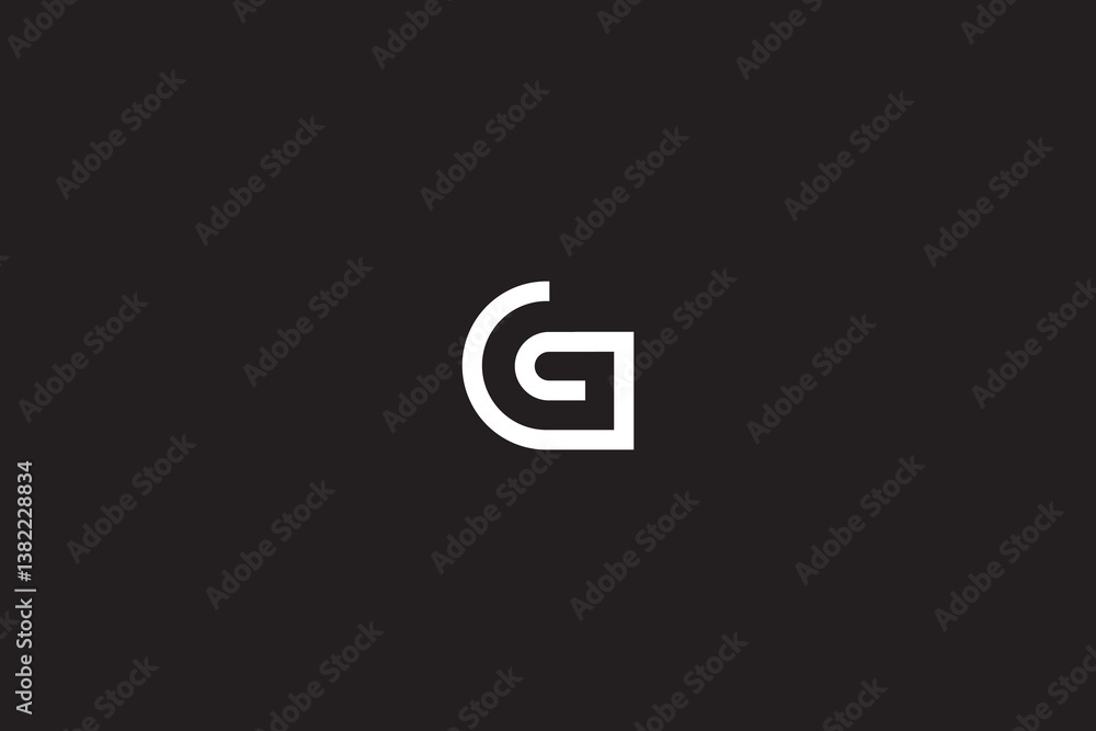 Linear Letter G or GG Monogram Logo with Black background. Linear Letter G or GG Monogram Logo with Black background.