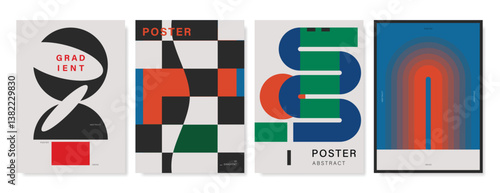 Abstract Contemporary art poster background. Retro Geometric cover template with vintage colorful perspective geometric prism shape. Ideal design for background, social media, banner, ads.