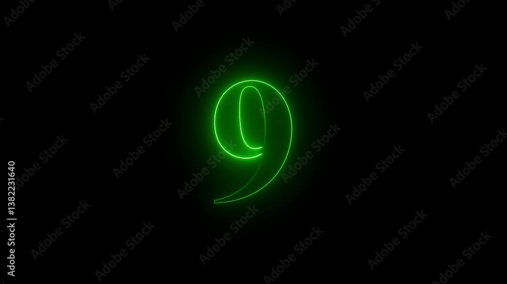A bstract motion, and glowing neon number 9 animation on a black background. Followers Celebration text animation. A bstract motion, and glowing neon number 9 animation on a black background. Followers Celebration text animation.