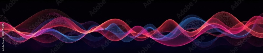 Obraz premium A stylized waveform design featuring geometric patterns and abstract shapes on a clean black background, business background, corporate identity, abstract shapes