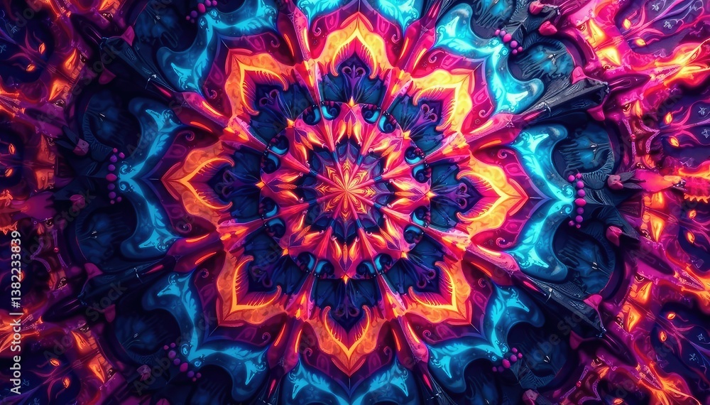 Kaleidoscopic, swirling pattern in vibrant hues , abstract, movement, color