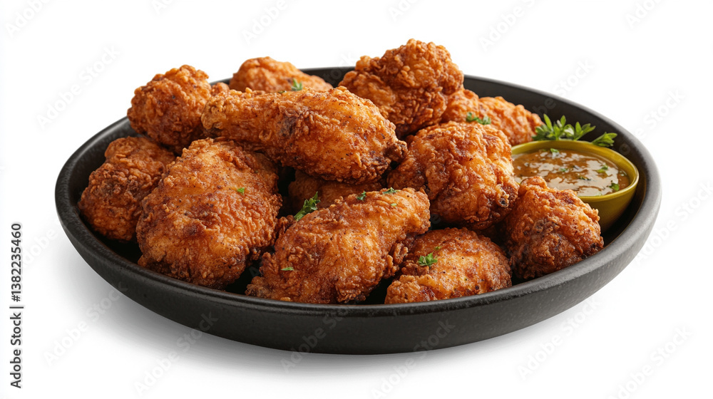 golden-brown fried chicken drumstick served in a modern, slick bowl against a clean isolated background, symbolizing indulgence, comfort food, and contemporary culinary trends golden-brown fried chicken drumstick served in a modern, slick bowl against a clean isolated background, symbolizing indulgence, comfort food, and contemporary culinary trends