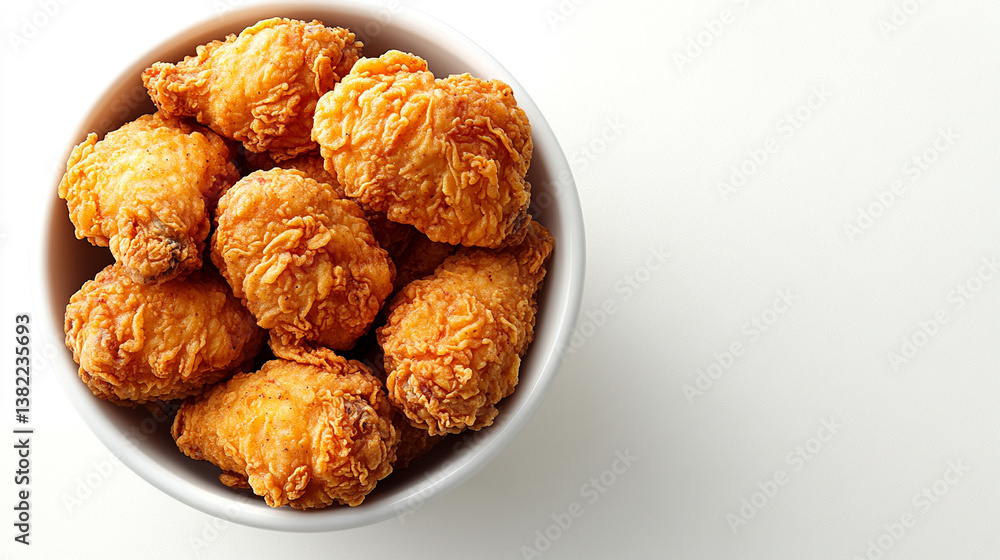 golden-brown fried chicken drumstick served in a modern, slick bowl against a clean isolated background, symbolizing indulgence, comfort food, and contemporary culinary trends golden-brown fried chicken drumstick served in a modern, slick bowl against a clean isolated background, symbolizing indulgence, comfort food, and contemporary culinary trends
