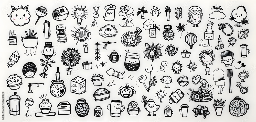 Cute Doodle Illustrations of Everyday Objects and Characters Cute Doodle Illustrations of Everyday Objects and Characters