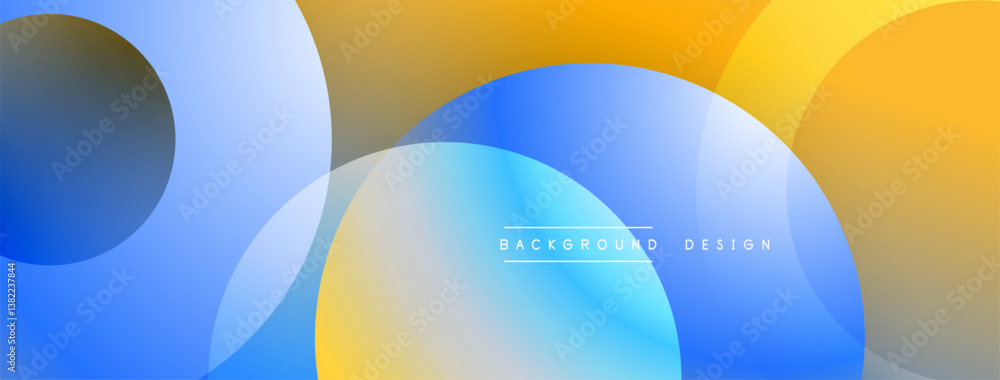 Abstract design with overlapping circles. Blue, yellow, gray gradients create smooth transitions. Minimalist aesthetic, modern feel. Text reads BACKGROUND DESIGN. Abstract design with overlapping circles. Blue, yellow, gray gradients create smooth transitions. Minimalist aesthetic, modern feel. Text reads BACKGROUND DESIGN.