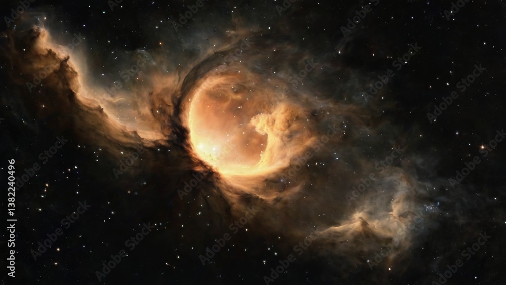 Fototapeta premium Aweinspiring nebula with swirling clouds and vibrant colors in deep space against a starry night sky background.