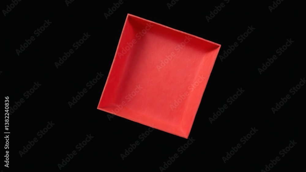 Vibrant Red Square Object on Black Background with 3D Effect Vibrant Red Square Object on Black Background with 3D Effect