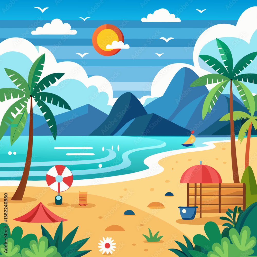Obraz premium tropical beach with palm trees