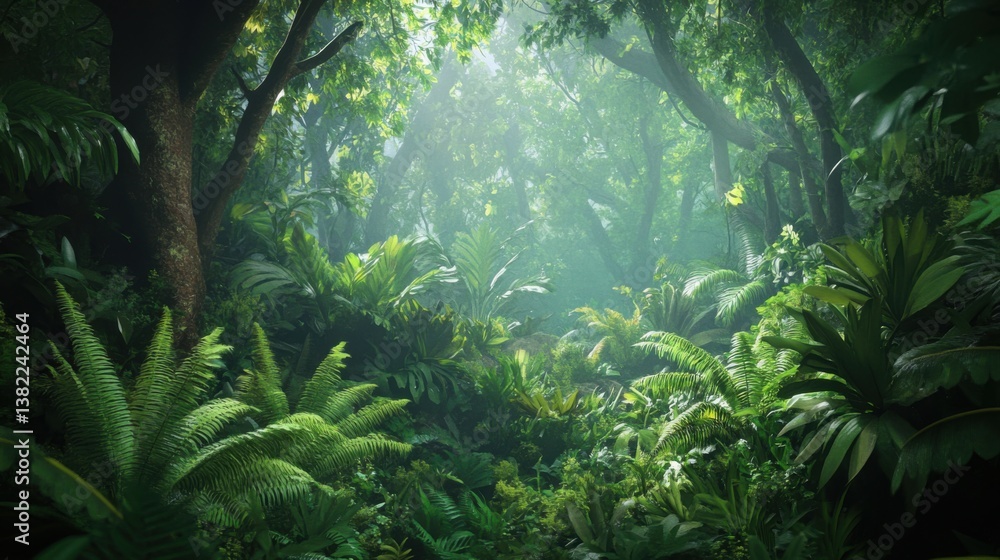 The lush beauty of ferns and foliage in the undergrowth The lush beauty of ferns and foliage in the undergrowth