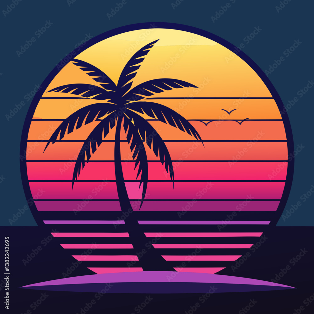 palm tree silhouette on the beach
