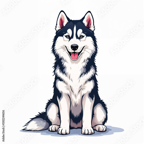 Adorable Cartoon Siberian Husky puppy Vector Illustration