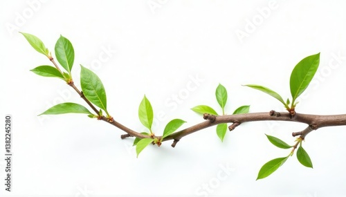 A few sprigs of greenery with leaves against a white plain background, branchy, leafy, white background
