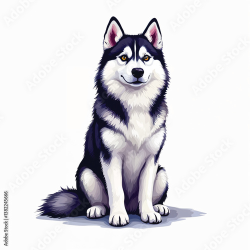 Adorable Cartoon Siberian Husky puppy Vector Illustration