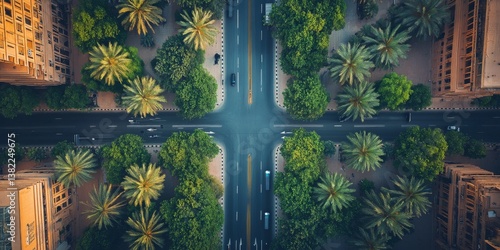 Wallpaper Mural Riyadh cityscape with palm trees framing roads in saudi arabia Torontodigital.ca