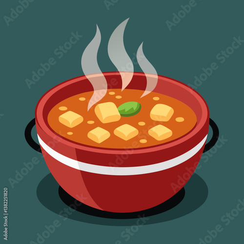illustration of a pot of soup on the table
