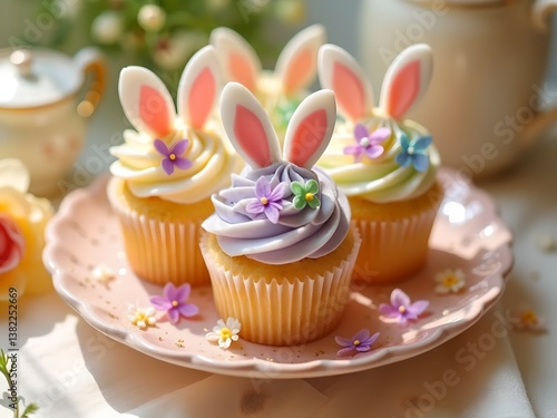 Festive Easter Cupcakes with Bunny and Egg Toppings