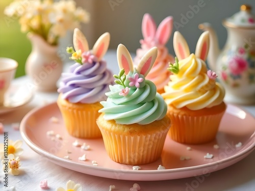 Festive Easter Cupcakes with Bunny and Egg Toppings