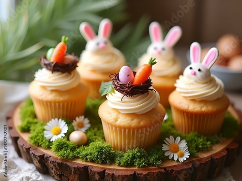 Festive Easter Cupcakes with Bunny and Egg Toppings