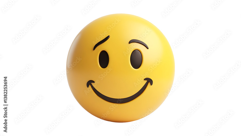 Smiling emoticon conveys subtle happiness on a stark Transparent Background Smiling emoticon conveys subtle happiness on a stark Transparent Background