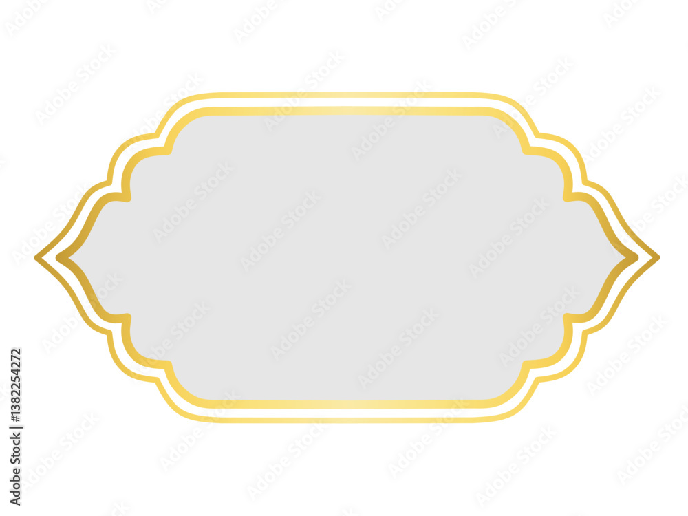 Golden Islamic Label Frame, Blank Banner with Gold Border Golden Islamic Label Frame, Blank Banner with Gold Border