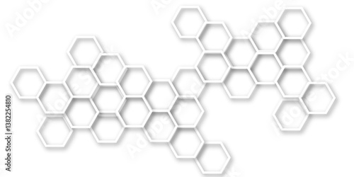 An Elegant and Abstract Visualization of Technological Innovation Through a Honeycomb-Inspired Geometric Pattern of Hexagons Representing Molecular Networks in a Clean, Minimalist Style

