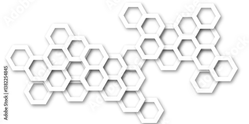An Elegant and Abstract Visualization of Technological Innovation Through a Honeycomb-Inspired Geometric Pattern of Hexagons Representing Molecular Networks in a Clean, Minimalist Style

