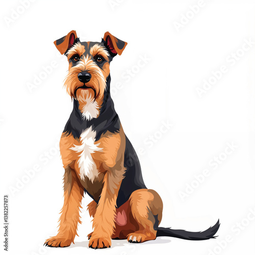 Adorable Cartoon Airedale Terrier puppy Vector Illustration