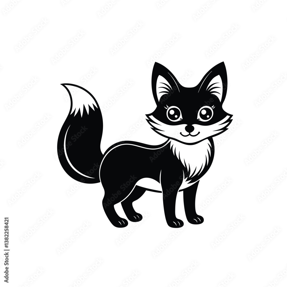 Fototapeta premium cute fox silhouette, on white background