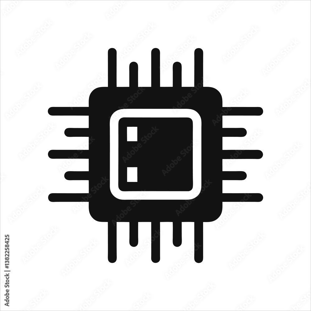 Microchip Icon Technology Silhouette Vector Illustration Microchip Icon Technology Silhouette Vector Illustration