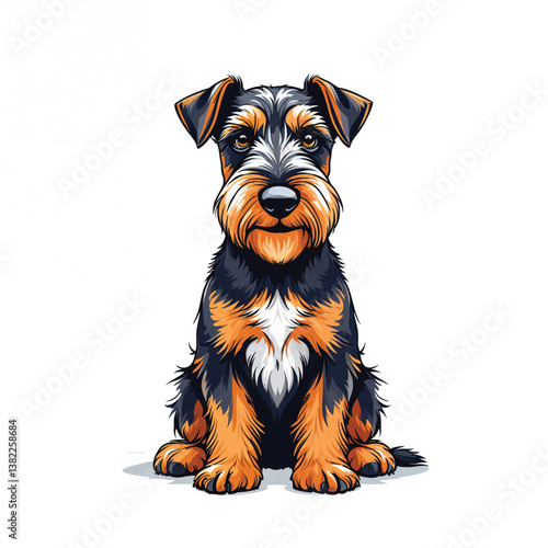 Adorable Cartoon Airedale Terrier puppy Vector Illustration