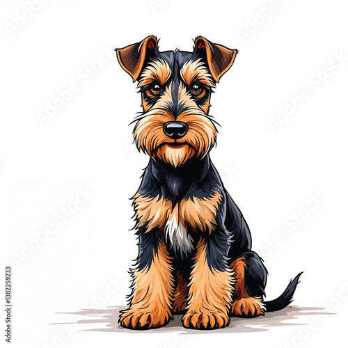 Adorable Cartoon Airedale Terrier puppy Vector Illustration