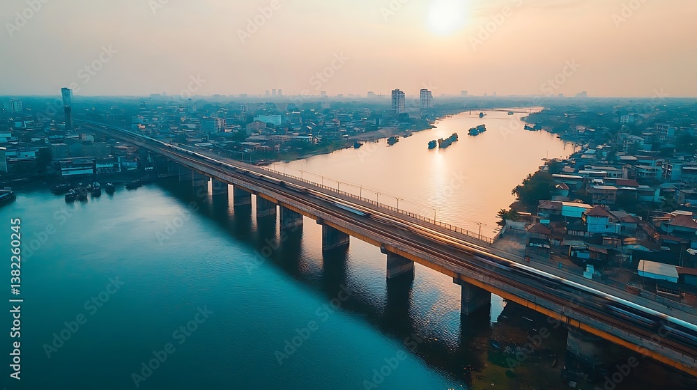 Fototapeta premium Aerial view of a beautiful urban cityscape