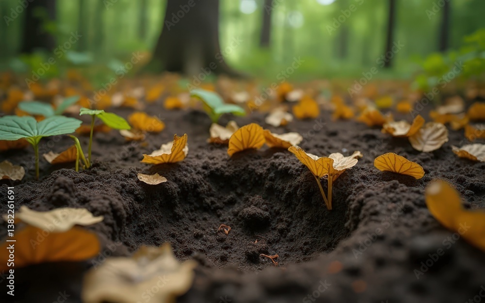 Fototapeta premium Vibrant Amanita Mushroom Growing in Lush Forest – Autumn Nature Scene