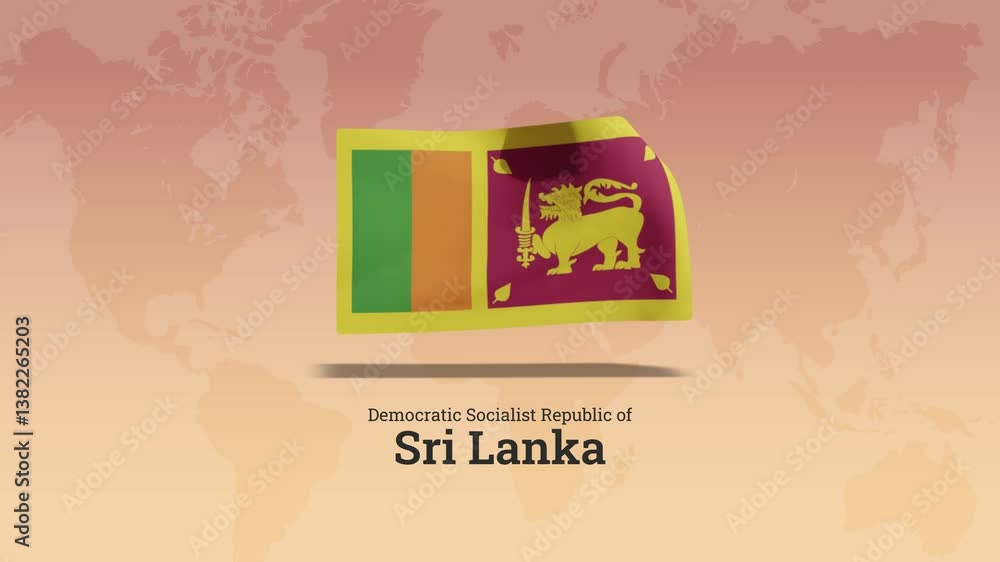 flag of Sri Lanka waving in the wind. Waving Racing finish flag with ...