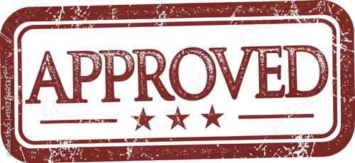 A bold, red approved stamp showcasing endorsement and validation.