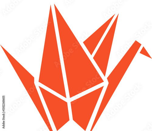 Origami crane icon. Simple. Mark.