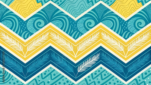 create a lively and vibrant graphical pattern that has yellow aqua, blue, sea blue colours