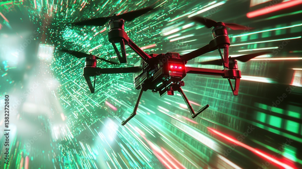 Drone exploration in futuristic cityscape aerial view digital art cyberpunk environment Drone exploration in futuristic cityscape aerial view digital art cyberpunk environment