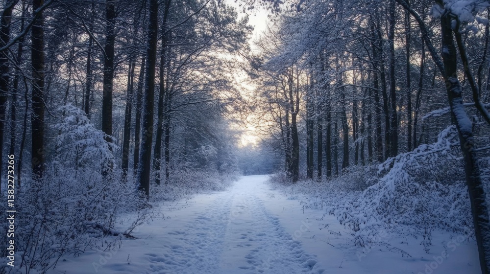 Fototapeta premium The peaceful silence of a snowy forest