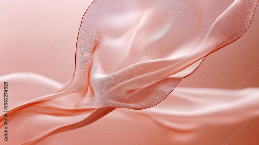 Fototapeta premium An artistic image showcasing silky fabric billowing gently in soft pink tones, evoking feelings of elegance, grace, and calmness, reminiscent of luxury and femininity.