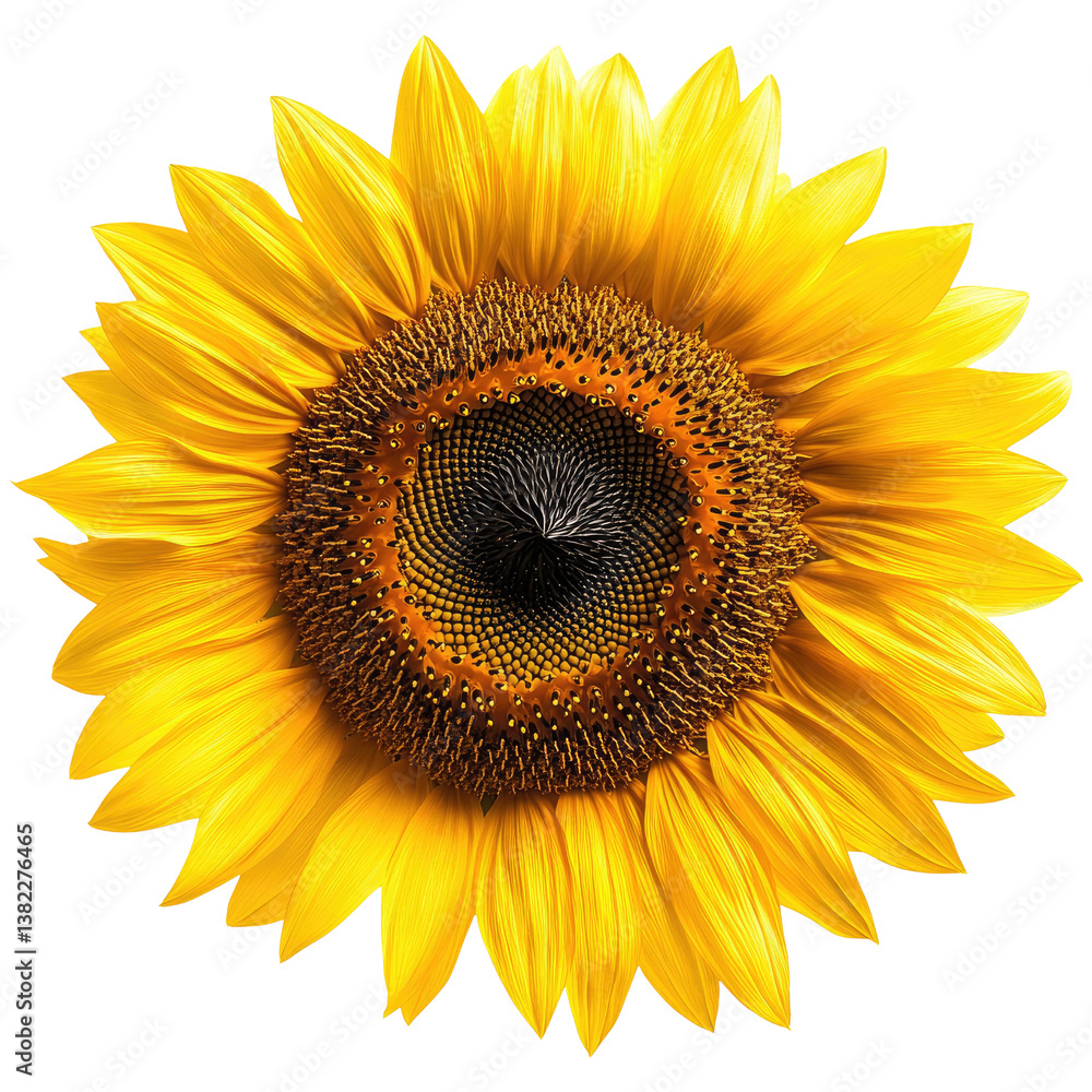 Fototapeta premium Vibrant yellow sunflower blossom isolated transparent background perfect for floral designs summer themes