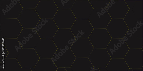 Abstract pattern with hexagonal black and blue technology line paper background. geometric mesh cell texture. modern futuristic  vector surface grid  tile and mosaic background