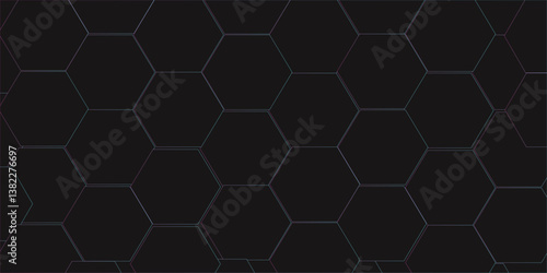 Abstract pattern with hexagonal black and gray technology line paper background. geometric mesh cell texture. modern futuristic  vector surface grid  tile and mosaic background