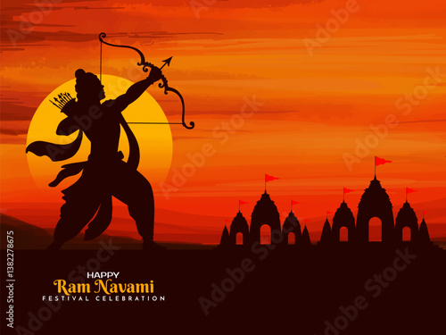 Beautiful Happy Ram Navami Indian festival landscape background