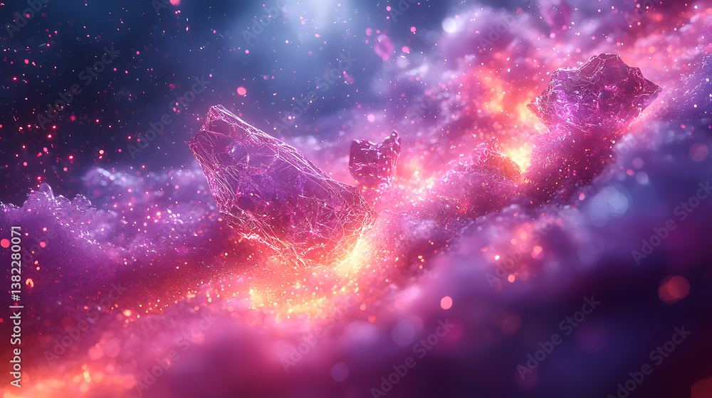 Fototapeta premium Iridescent Glass Sculpture in Blue Hue