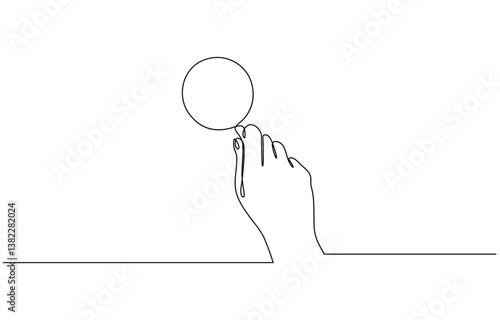 One continuous line illustration of hand holding magnifying glass, Single Line Drawing of a Hand Holding a Magnifying Glass - Minimalist Concept on White Background.