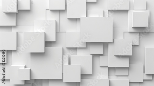 Abstract white cubes in a geometric design pattern, modern architectural