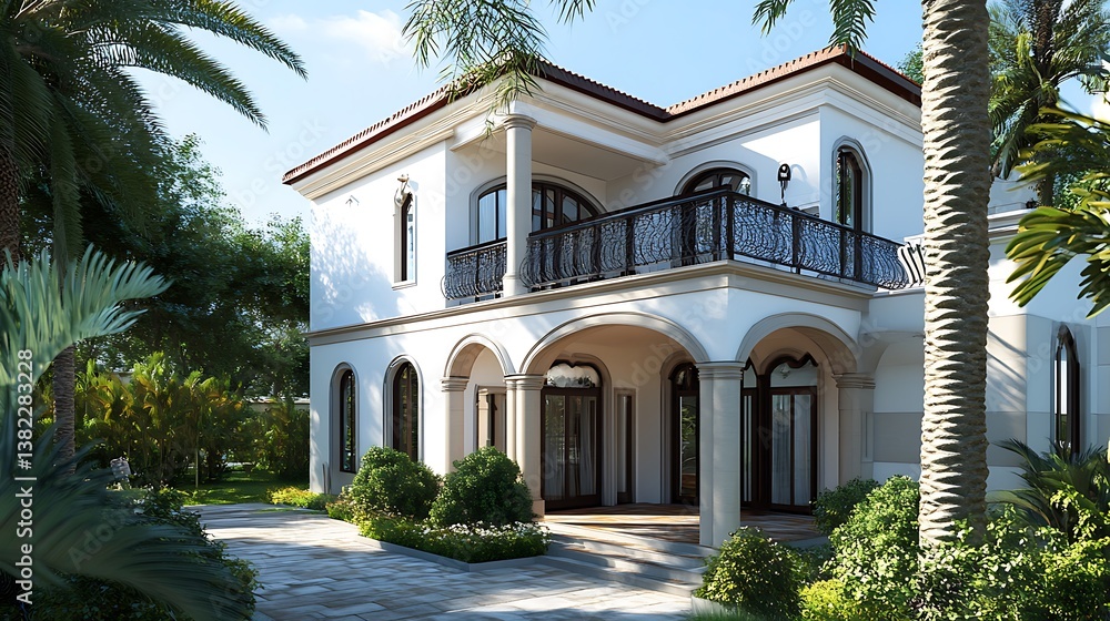 Fototapeta premium Realistic Close Up of a Contemporary Home's Stunning Front Exterior